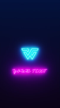Neon Sign Logo Reveal with Glowing Light Trace Text Animation, Vertical Mobile Intro