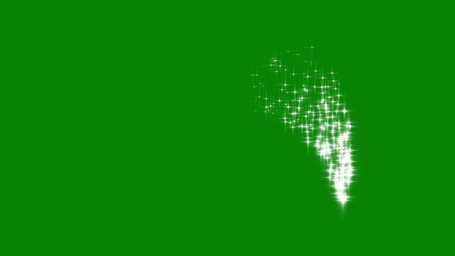 Simple white sparkles, white particles stars exploding  green background.4k Luxury white glitter sparkles line trail, twinkling glitter stars line animation, magic sparkling bokeh effect, fairy dust.