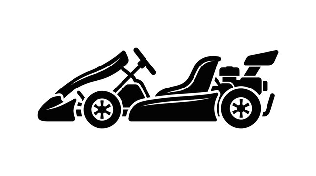 Black go kart racing vehicle silhouette.