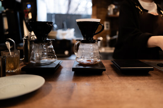 Making pour over coffee in Tokyo, Japan.
