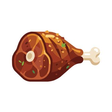 Meat on the Bone Flat Vector Illustration