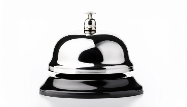 silver service bell or alarm bell isolated on white background
