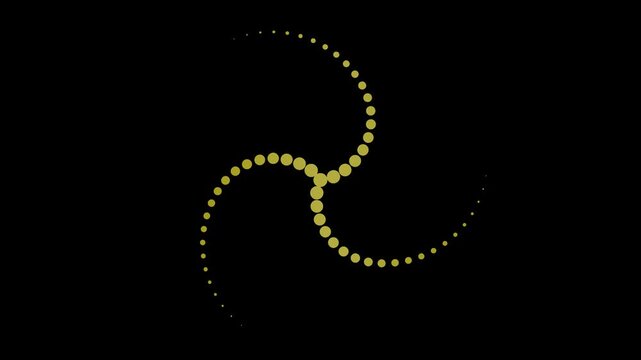 abstract golden spiral on transparent background. 4K footage