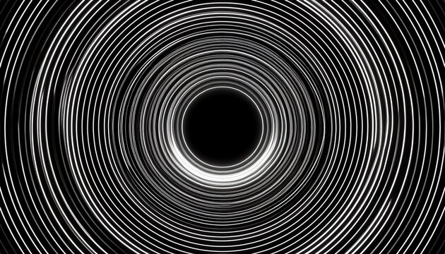 abstract glowing waveform circles in white lines inspired by audio waves and frequency shapes motion graphics