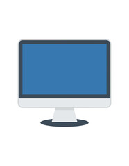 Fototapeta premium Flat Desktop Computer Monitor Icon With Blue Screen