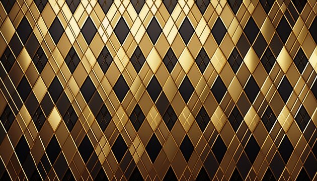 gold argyle pattern harlequin background dark and light gold diamonds with gold accent lines seamless pattern tile