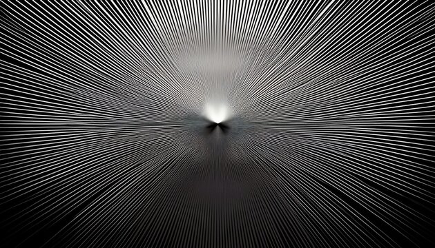 abstract monochrome circular sunburst with radiating geometric lines minimalist vortex design for modern branding technology logos and architectural graphics