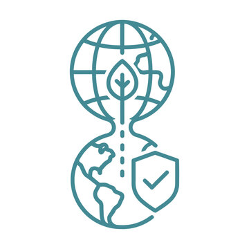 Global environmental protection and conservation line art icon