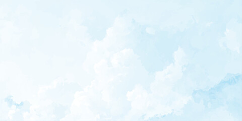Fototapeta premium Watercolor cloudscape with a pale blue and white color palette creating a soft atmospheric backdrop clouds sky celestial