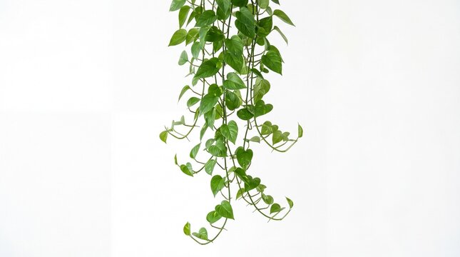 Hanging green ivy plant leaves with long vines