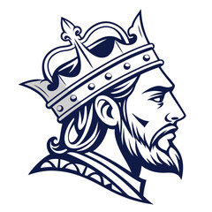 Obraz premium Royal King Face Image Vector Design isolated on white background.