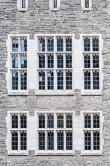 Naklejka premium Colonial window and stone wall, Toronto, Canada