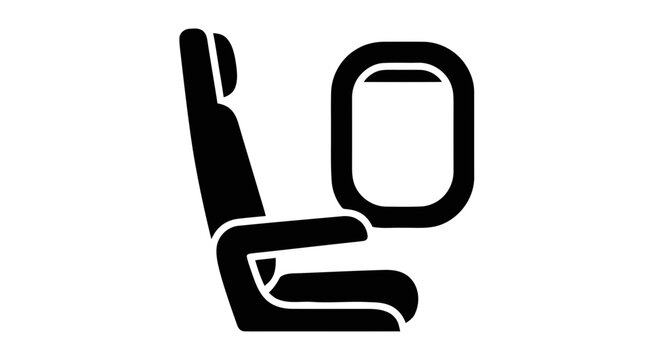 Vector illustration of airplane seat and window icon on a transparent background