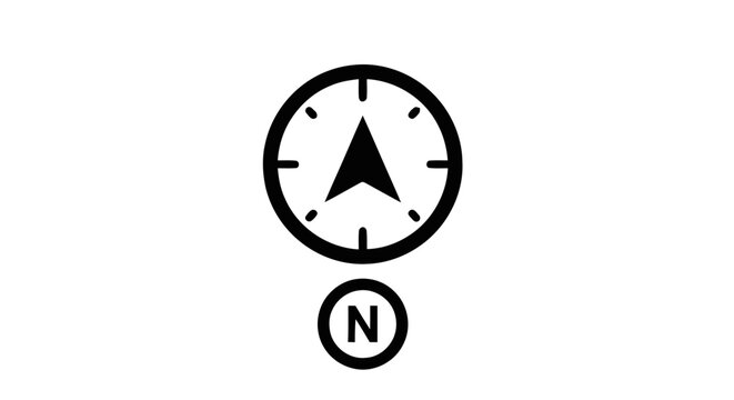 Vector illustration of north direction compass icon on a transparent background