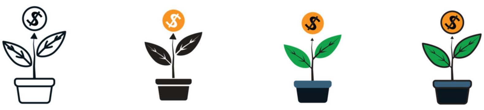 Vector icon of growth investment symbolizing financial growth, savings, and long‑term asset development 
