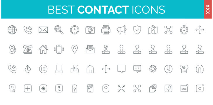 Minimalist contact us icon set for modern web development