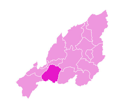 Kohima district highlighted in pink on Nagaland map