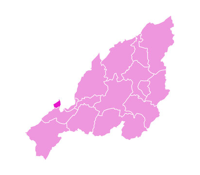 Dimapur district highlighted in pink on Nagaland map