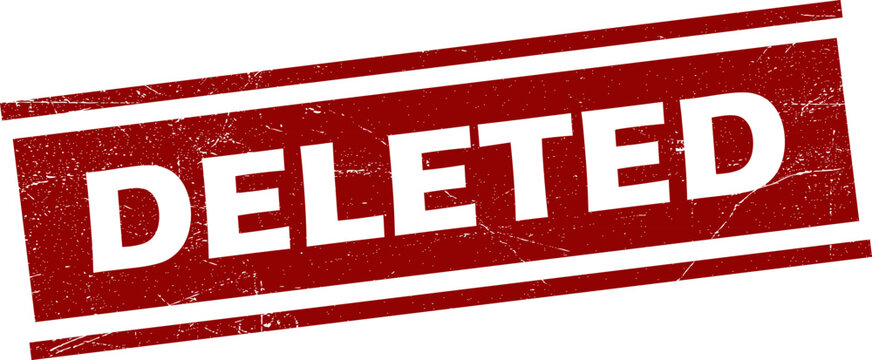 Red grungy DELETED stamp on white transparent background for editing purposes