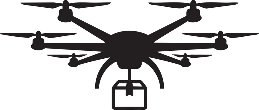 Modern drone hexacopter delivering a package icon vector graphic technology illustration service concept