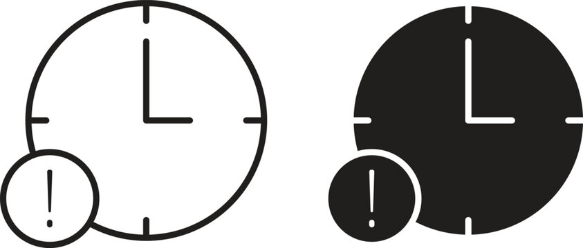 Alarm exclamation icon flat and stroke style pack on white background. Vector illustrations