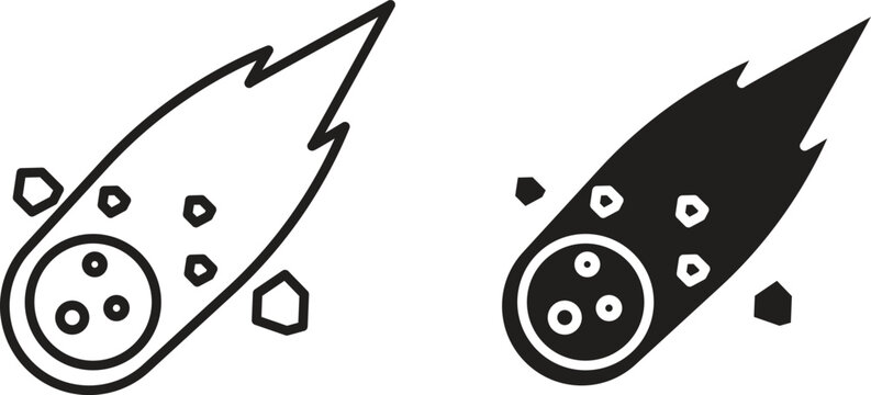 Comet icon flat and stroke style pack on white background. Vector illustrations