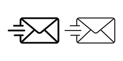 Fast mail icon vector, bold outline and line art isolated illustration © MYF