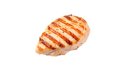 Freshly grilled juicy chicken breast fillet with grill marks isolated on transparent background cut out © novenko-png