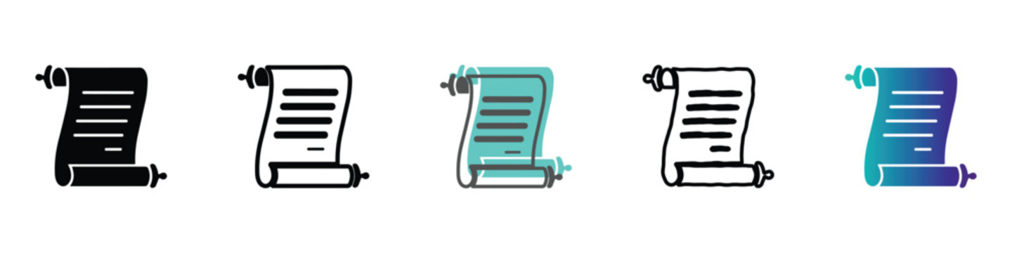Collection of scroll icons representing historical documents and decrees