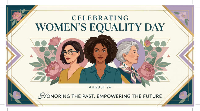 Women's Equality Day, Celebrating Empowerment, Equality, and Women's Rights, August 26 Banner