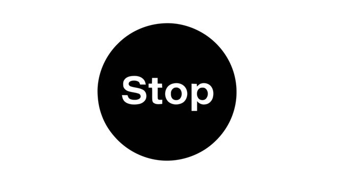 Vector illustration of black circular stop sign icon on a transparent background