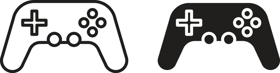 Gamepad icon flat and stroke style pack on white background. Vector illustrations © RImon