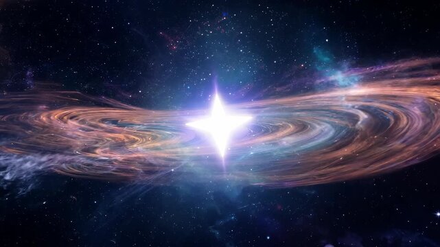 "Star in flight through deep space, featuring a universe background for scientific films and screensavers"

