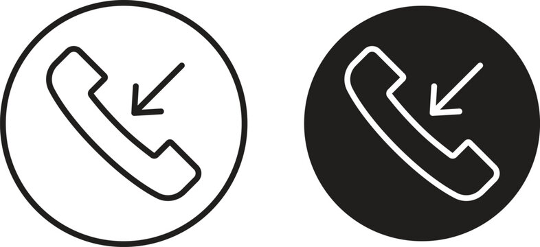 Incoming Call icon flat and stroke style pack on white background. Vector illustrations