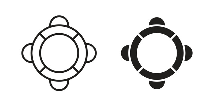 Life buoy icon flat and stroke style pack on white background. Vector illustrations