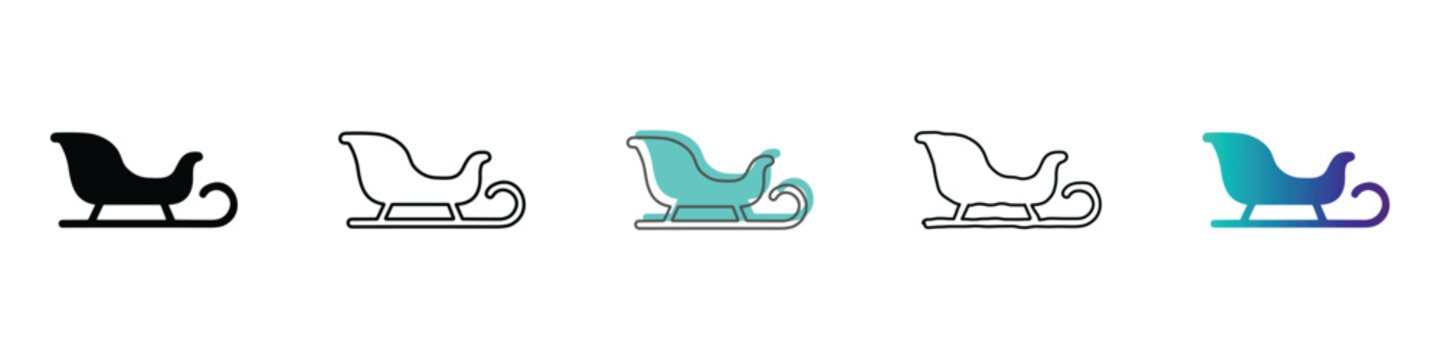 Collection of Santa's sleigh icons in various styles and colors