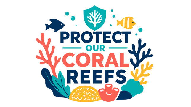 Vibrant Coral Reef Conservation Logo Emphasizing Protection.