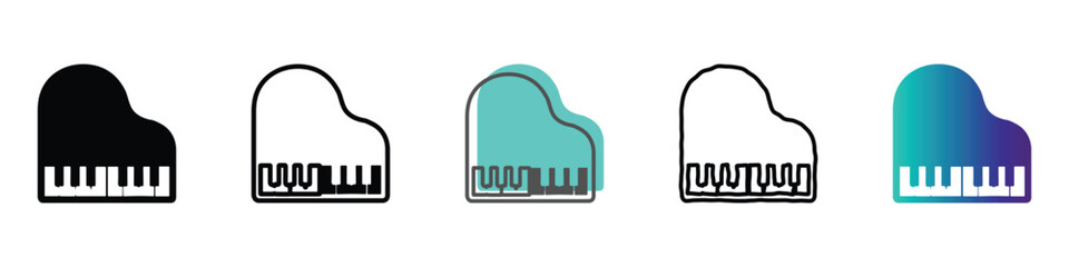 Stylized piano icons in various colors and designs for creative projects © Vova7