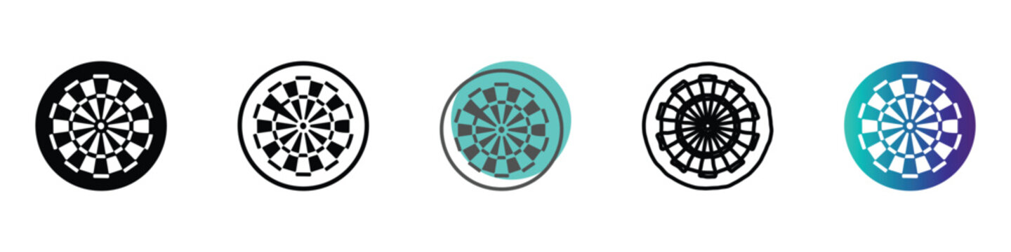 Collection of diverse dartboard icons representing game and sport