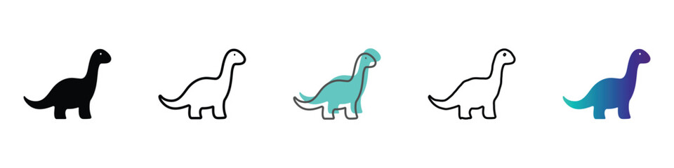 Collection of simple dinosaur icons in various styles and colors © Vova7