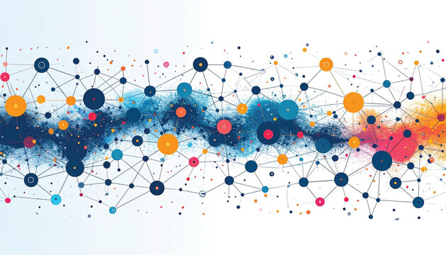 Colorful Network Connections and Dots.