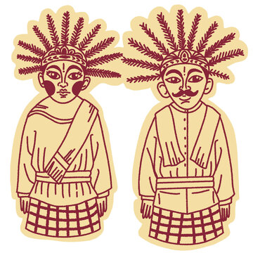 Ondel Ondel Betawi Jakarta Traditional Indonesian Giant Puppet Illustration Sticker