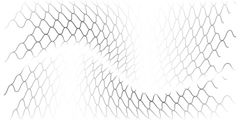 Fishing or soccer fottbal old net. Repeated hexagon pattern. Black wired mesh texture nice art white background. © MAULIDIARDAN