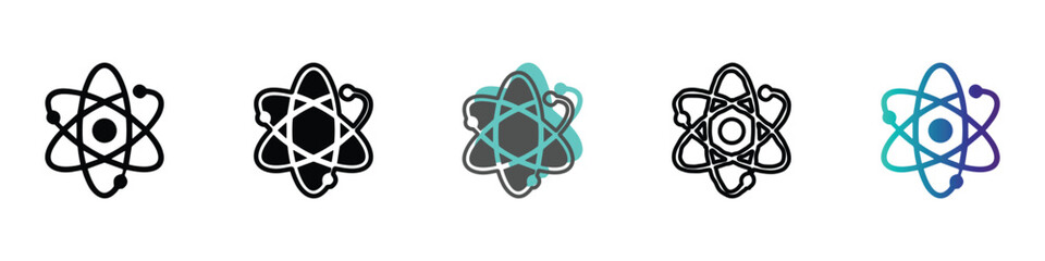 Set of atomic orbit icons representing science and research concepts © Vova7