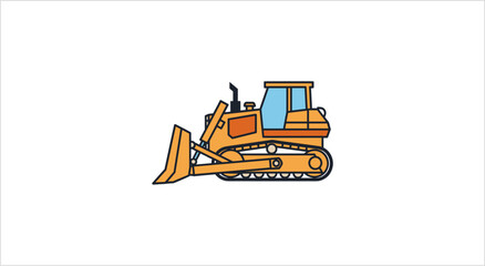 Illustration of a Yellow Bulldozer Machine on a White Background. © Ana