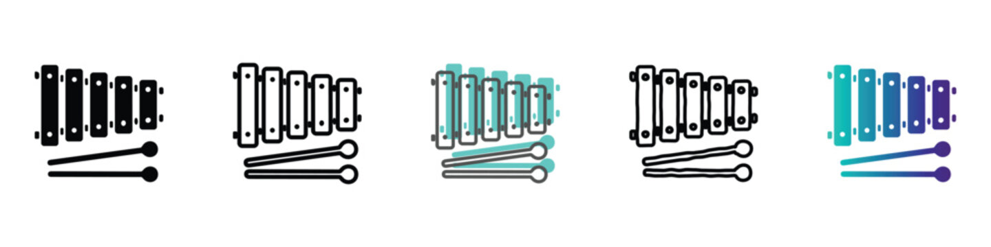 Simple xylophone icon with mallets, representing musical education and sound