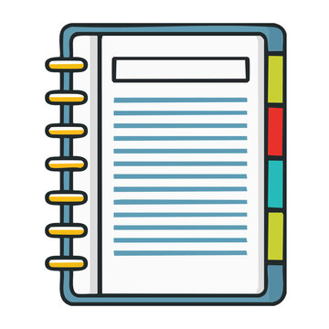Colorful spiral notebook with lined paper and tabs