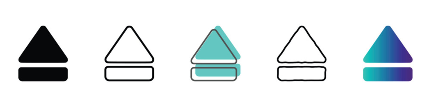 Collection of eject symbols in various styles and colors for media controls