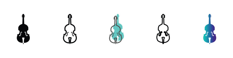 Collection of stylized double bass icons in various artistic designs © Vova7