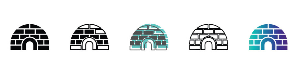 Collection of igloo icons in various styles and colors for winter themes © Vova7